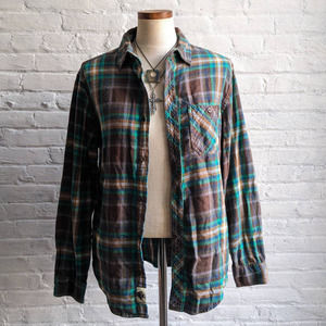 Y2K Oversize Boyfriend Plaid Flannel Skater Academia Grunge Earthy Forest Top